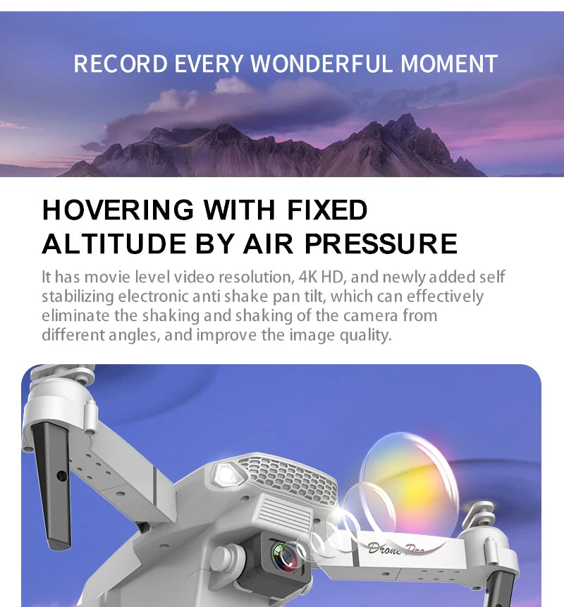 Drones Toys Gifts 8K HD Dual Camera 2026 E88 Plus Mini Foldable GPS Brushless Motor Obstacle Avoidance RC Quadcopter LED For IOS