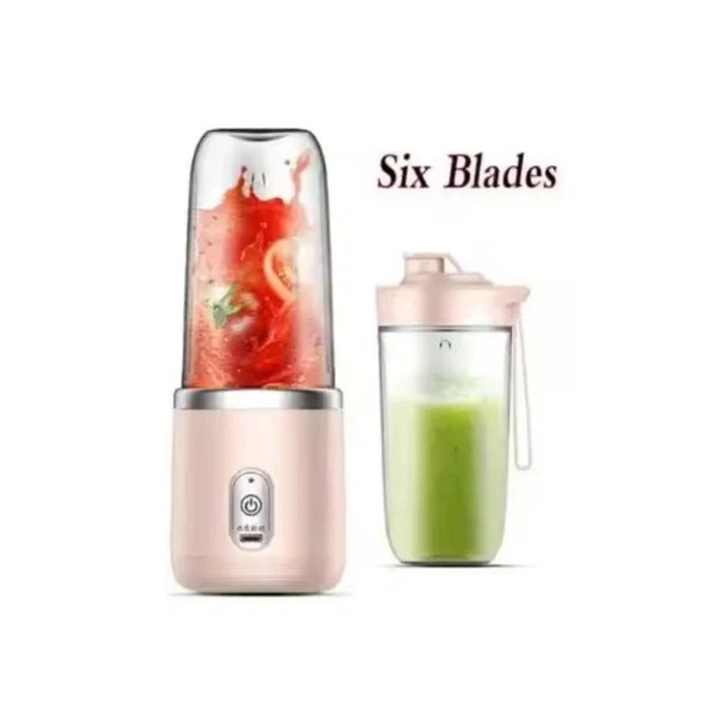 Electric Portable Blender Bottle with 6 Blades Multifunctional Fresh Juice Smoothie Maker Ice Crush Cup Food Processor for Home