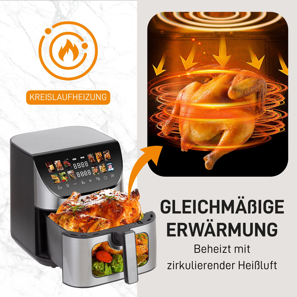 8.5L Multi Function air fryers Smart machine Viewing Window Electric Hot fryer Oilless Cooker with LED Touch Control,Family oven