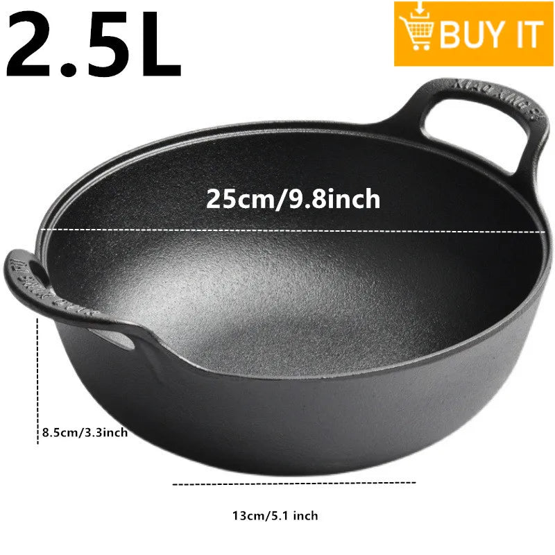 Enameled Cast Iron Frying Pan 20cm Dual Loop Handle Skillet Non Stick Grill Pan For Fried Steak For Oven Stovetop Induction