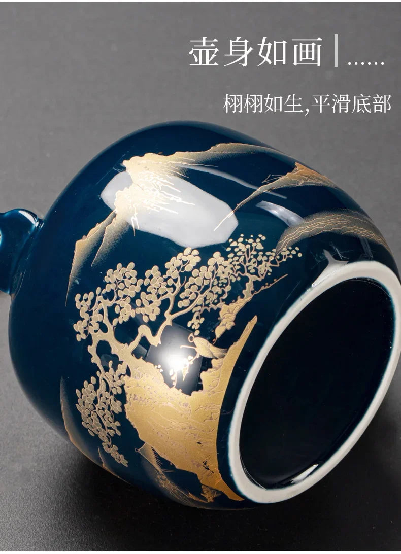 Black glaze large-capacity tea set, simple ceramic beam pot, teacup whole tea pot set  tea set  tea pot and cup set