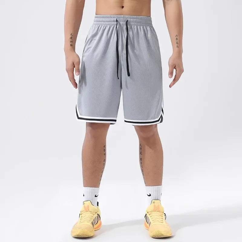 Basketball Pants Sports Running Training Casual Pants Five-point Basketball Shorts Double-sided Zipper Pocket Fitness Men Loose