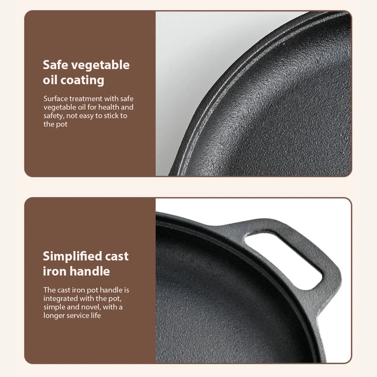 Cast Iron Frying Pan Non-stick pan Pizza Egg Pancake Pot Vegetable Steak Skillet Home Kitchen Flat Pan Omelette Outdoor Cookware