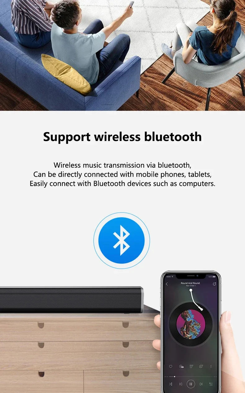 2025 6D surround sound home theater speaker system mobile phone bass wireless Bluetooth speaker long TV soundbar speaker TF/AUX