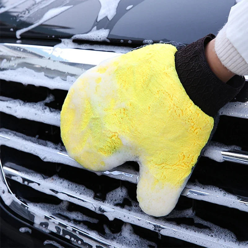 Car Washing Gloves Microfiber Coral Velvet Strong Water Absorption Body Cleaning Glove Double Sided Thickened Duster Clean Tools