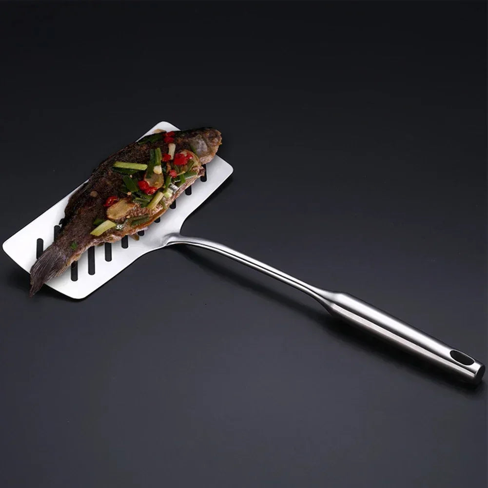 304 Stainless Steel Extra Wide Fish Spatulas Steak Shovel Fish Turner Slotted Beveled Kitchen Cooking Utensils