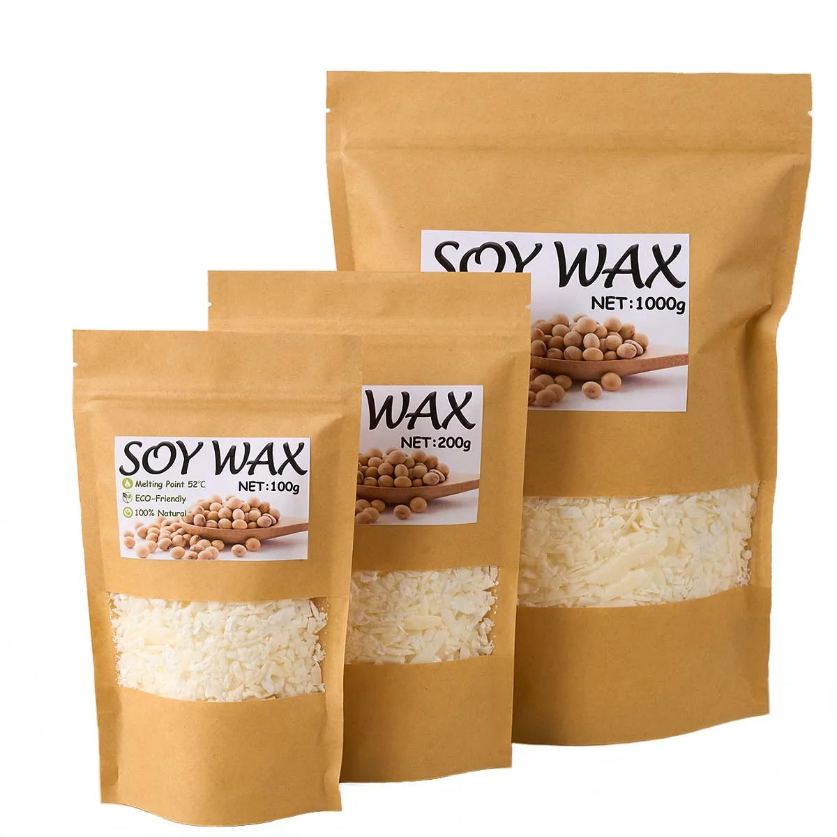 1 Pounds Pure White Soy Wax For DIY Handmade Candles Crafts 100% Additive-Free Scented Candle Raw Material Making Supplies Kit
