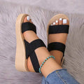 1pair Women's Minimalist Wedge Sandals Open Toe Thick Soled Platform Casual Sandals Ankle Strap Slingback Sandals Solid Color