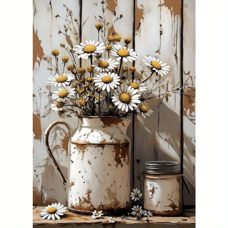 1pc Frameless Retro Still Life Poster Printing Lemon Olive Tree Plant in Vase Canvas Painting Plant Antique Family Room Decor