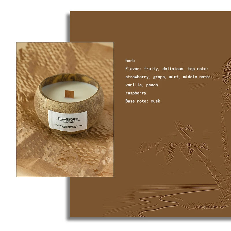 Coconut Shell Aromatherapy Candle Essential Oil Fragrance Premium Plant Wax Fragrance Home Companion