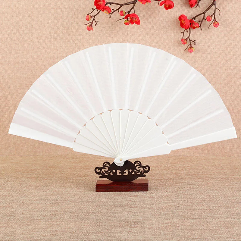 100pcs Customized Fan Personality advertising fan with white background printing Custom flat plastic folding fan customer logo