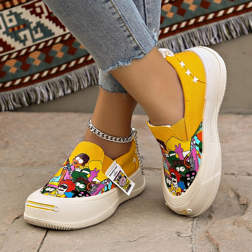 2025 New Women Flat Sneakers Casual Fashionable Canvas Shoes Women Style One Step Walking Sneakers Women Summer Zapatos De Mujer