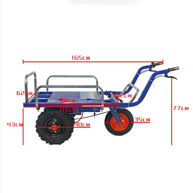 Electric Trolley Cart Agricultural 3 Wheels Wheelbarrow Home Handling Farming Orchard Hill Climbing Electric Transport Trolley