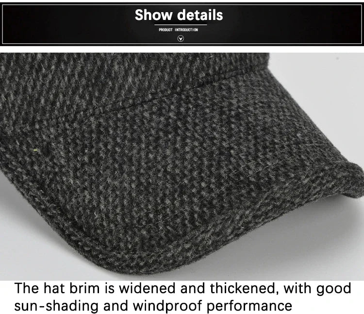 Baseball Cap Autumn Woolen Knitted Designer Men's Winter Cap Thicken Warm Hats with Earflaps Men's Brand Hats Dad Trucker Hats