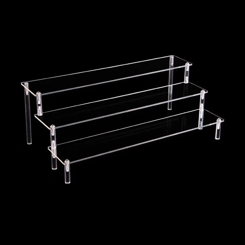 1-5 Tier Acrylic Display Stand Durable Display Rack For Cupcake Perfume Doll Transparent Trapezoidal Blind Box Storage Shelf