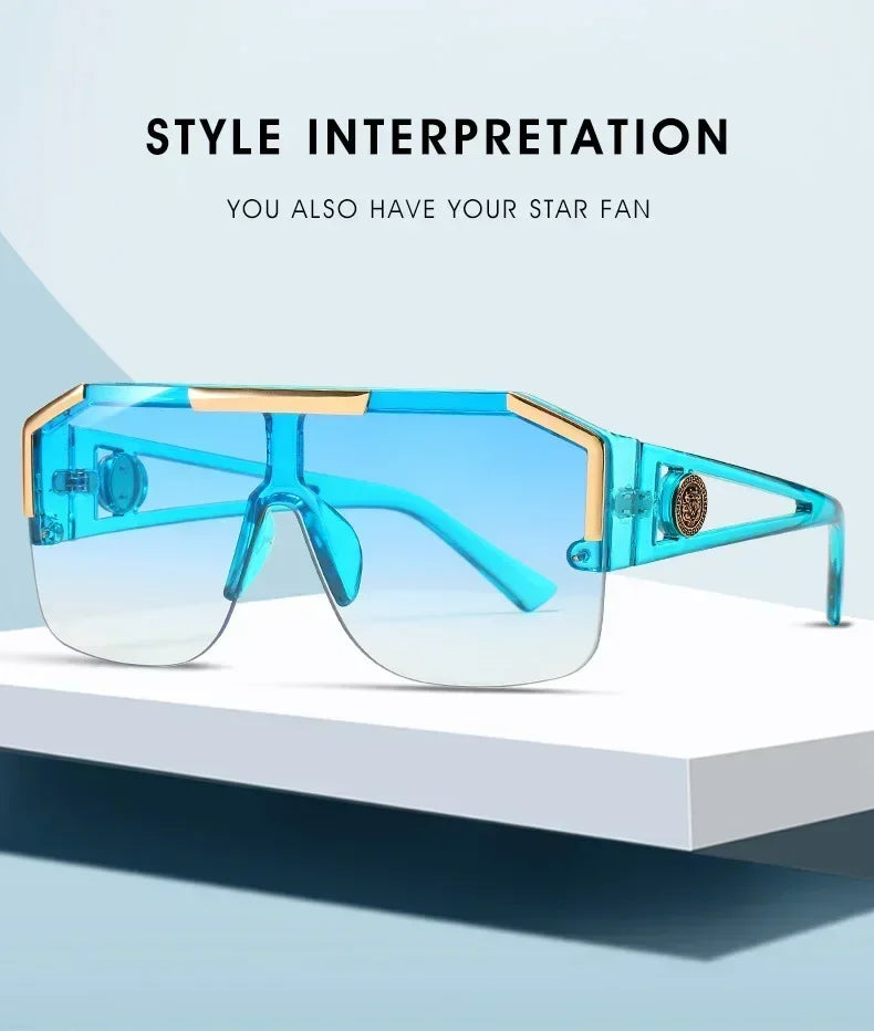 2025 Luxury Big Square Sunglasses Women Brand Designer Retro Blue Sun Glasses For Female Oversized Black Shades Oculos UV400
