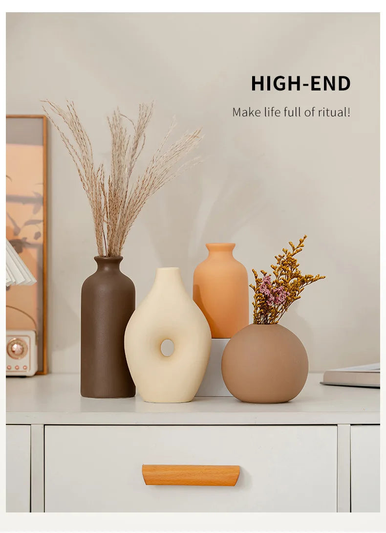 Ceramic Vase White Flower Pot Nordic Decorative Vase Dry Flower Vases for Home Living Room Desktop Decor ваза для цветов