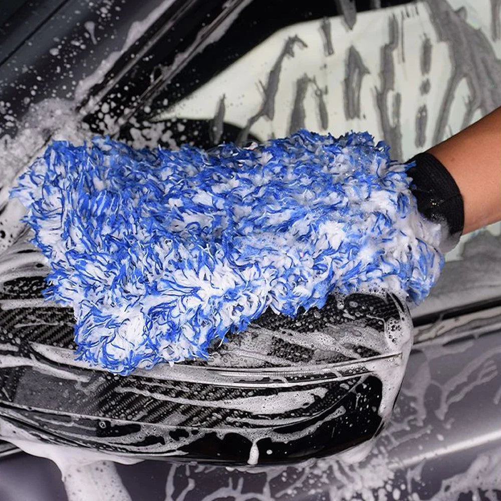 Car Washing Gloves Microfiber Strong Water Coral Velvet Cleaning Glove Soft Thickened Dust Removal Clean Tools Car Accessories