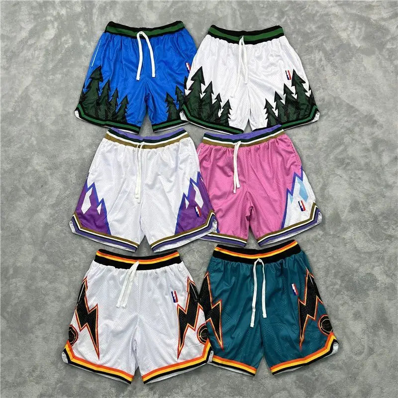 American Retro Embroidered Sports Shorts Men's Loose Casual Simple Personalized Four-point Basketball Pants Male Sportswear