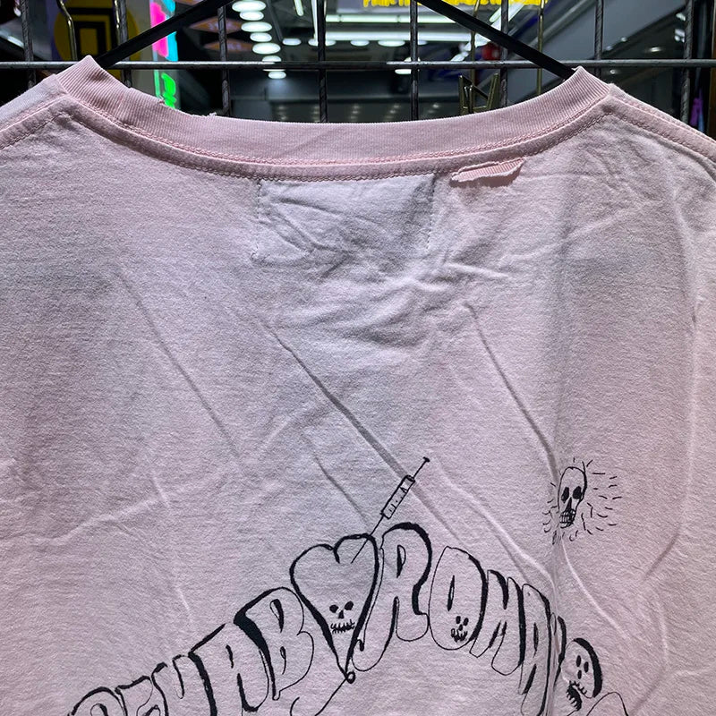 Best Quality Vintage Paly T Shirts Men Woman Spring Summer High Street Casual Round Neck Top Tee Short Sleeve Damaged Style