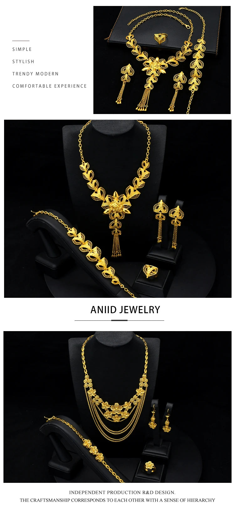 Ethiopian Tassel 24k Gold Plated Jewelry Sets For Women Arabic Wedding Indian Bridal Dubai Necklace And Earring Set Party Gifts