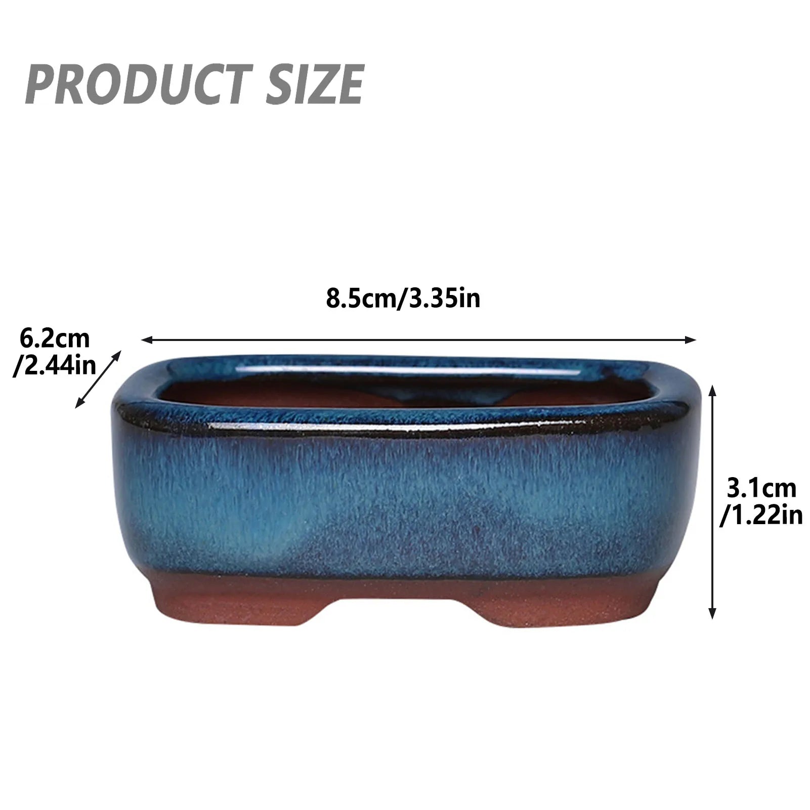 Ceramic Succulent Flower Pot Chinese Style Pottery Bonsai Pots with Drain Hole Purple Sandstone for Desktop Home Decoration
