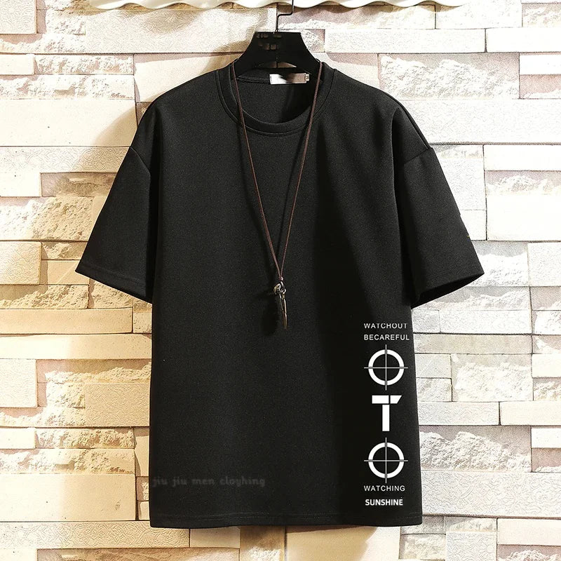 2024 Summer Short Sleeve T Shirt Men'S graphics Print Black White Tshirt Top Tees loose Fashion Clothes O- neck Tshirts