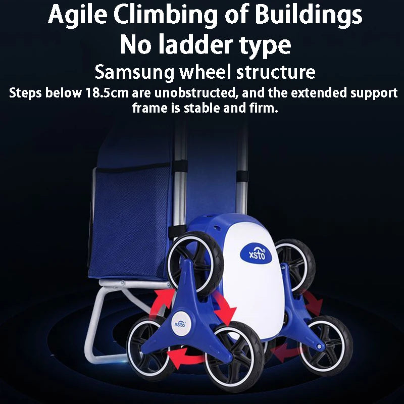 Electric Climbing Shopping Cart Large Capacity Silent Electric Handcart Household Portable Foldable Shopping Bag with Wheels