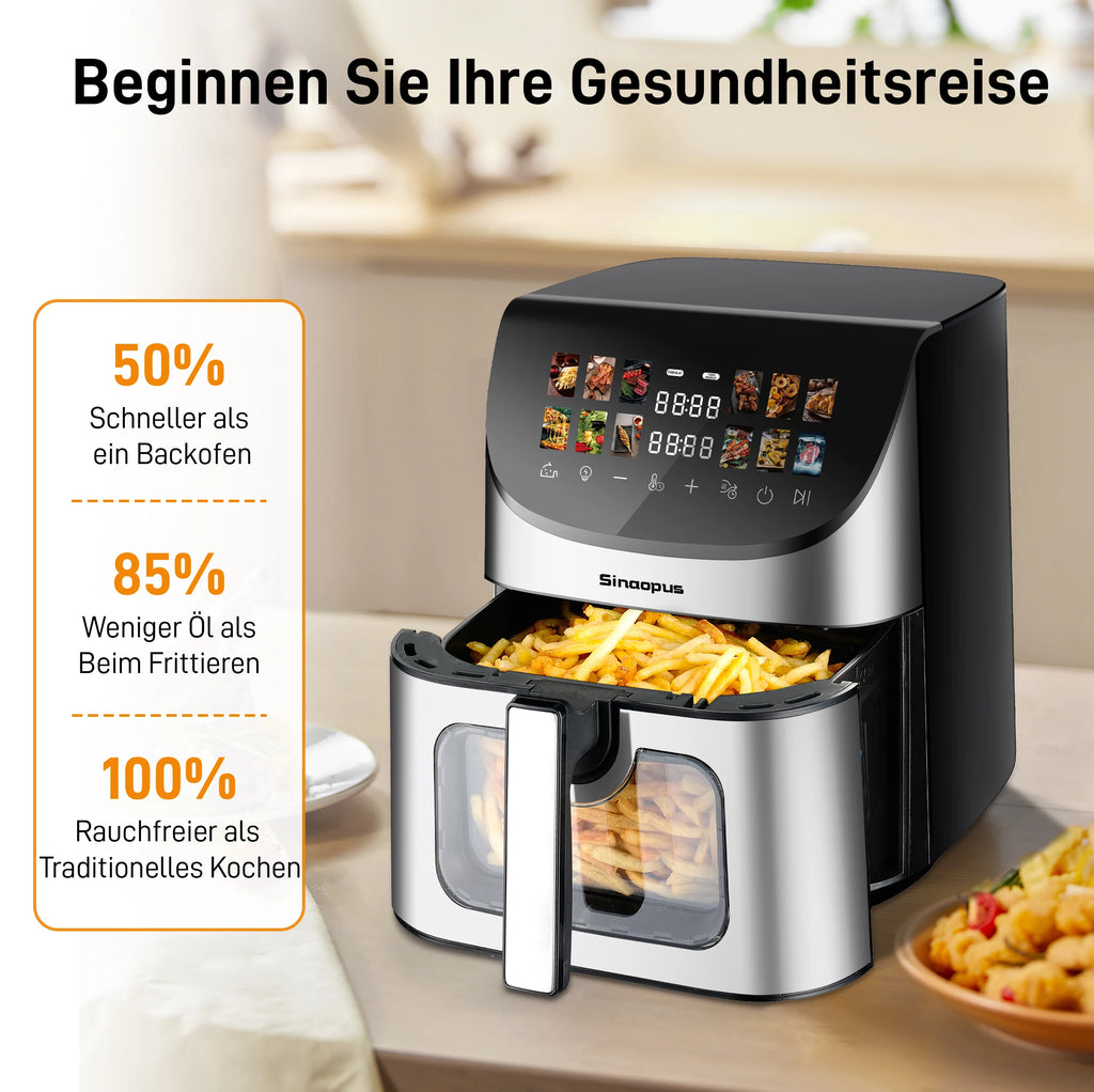8.5L Multi Function air fryers Smart machine Viewing Window Electric Hot fryer Oilless Cooker with LED Touch Control,Family oven