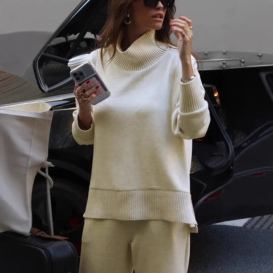 Fashion Autumn Spring Suit New Women's Long Sleeve Hoodie Sweatshirt Set Solid Color Casual Loose Pocket Pants Two Piece Outfit