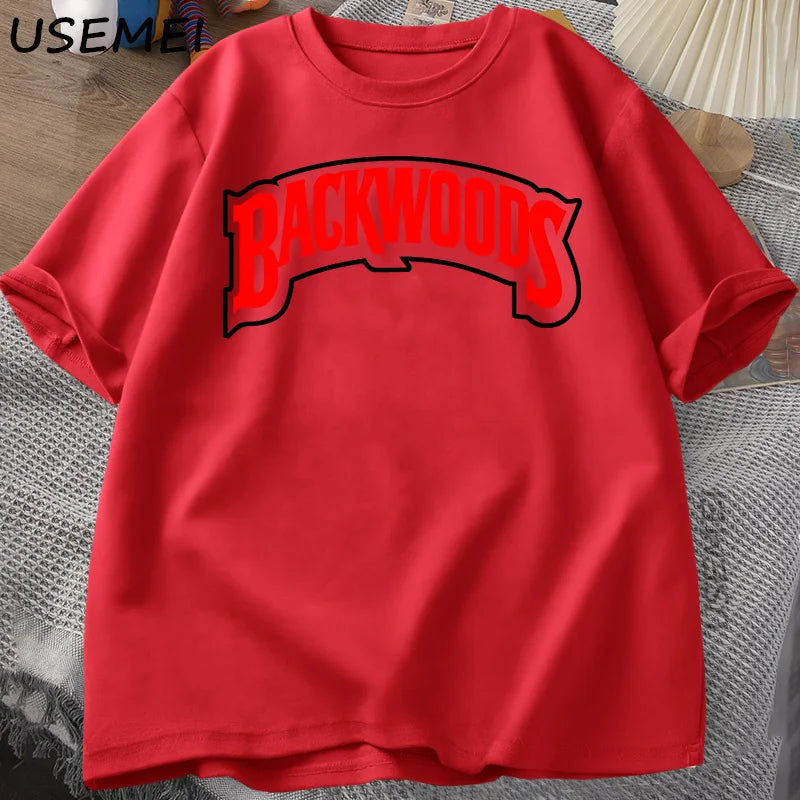 BACKWOODS T Shirts Men Women Retro Short Sleeve Cotton T-Shirt Fashion Street Hip Hop Rock Streetwear Men Swag Tshirt Clothing