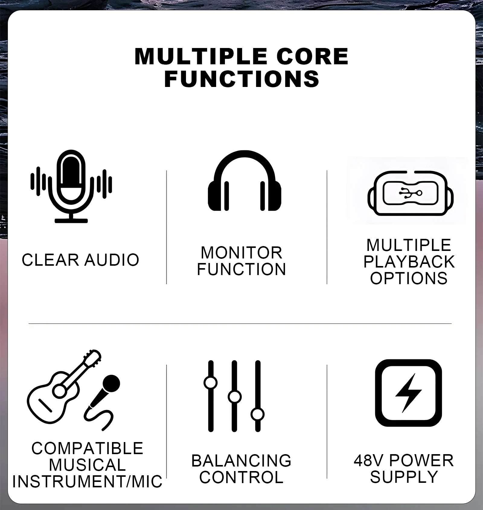 99 effects 4-channel mixing console with balance adjustment function Digital USB Bluetooth Echo Delay Effect 48V Stereo