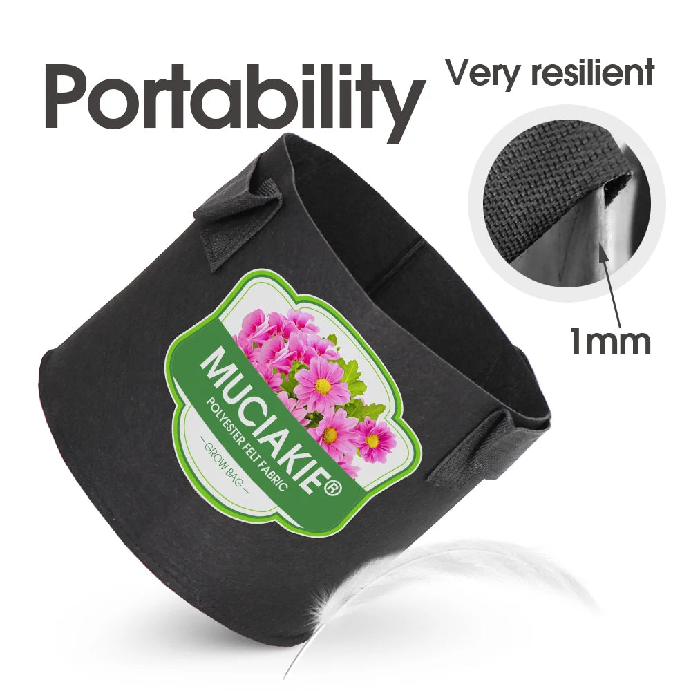 1-30 Gallon Black Grow Bags 1MM Felt Planting Nursery Pot Flower Plant Container Vegetable Tomato Potato Planters Indoor Outdoor