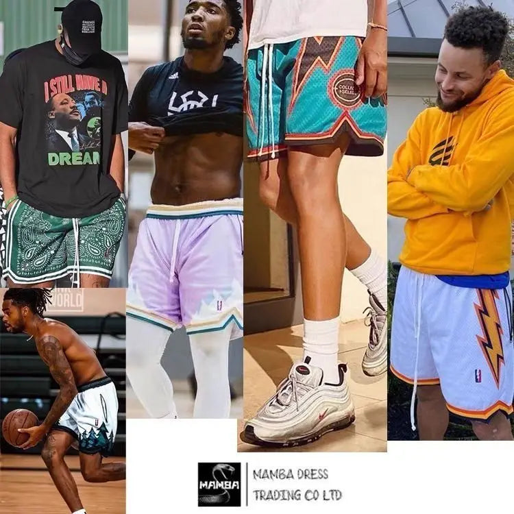 American Retro Embroidered Sports Shorts Men's Loose Casual Simple Personalized Four-point Basketball Pants Male Sportswear