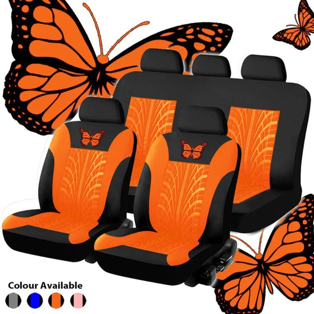 Butterfly Craft Car Seat Covers All-Season Universal Fit Special Embossed Fabric Cushions