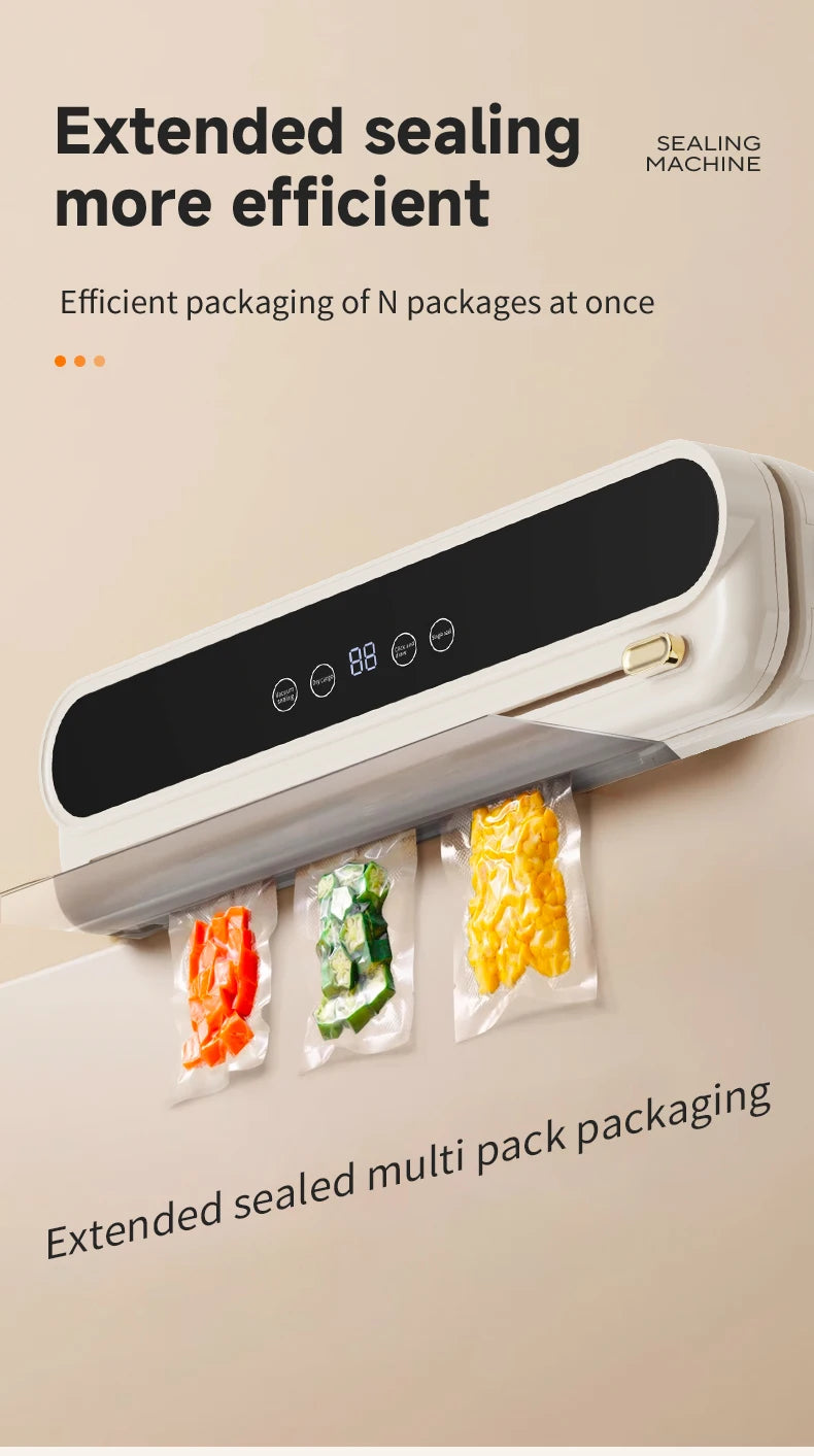 Electric Vacuum Sealer Built-in Cutter Kitchen Food Storage Seal Touch Button Dry/Wet Food Sealing Packaging Vacuum Machine