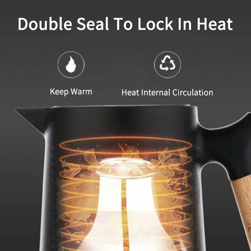 1L European Style Insulated Kettle Household Hot Water Bottle Insulated Bottle Wooden Handle Large Capacity Warm Water Kettle
