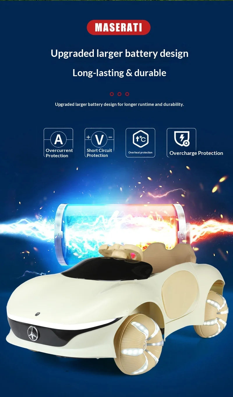 Electric Ride On Car 4WD with Remote Control - Battery Powered Toy Vehicle with Doors LED Lights Music