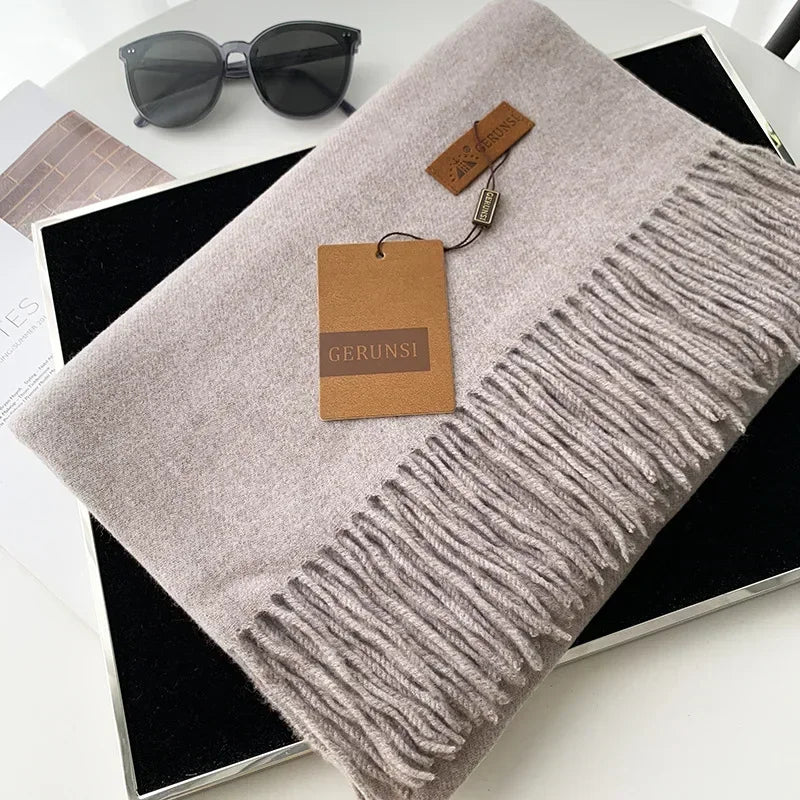 2024 Winter Cashmere Scarf Women Thick Warm Pashmina Shawls Wraps Solid Color Tassel Lady Blanket Echarpe Bufanda Hijab