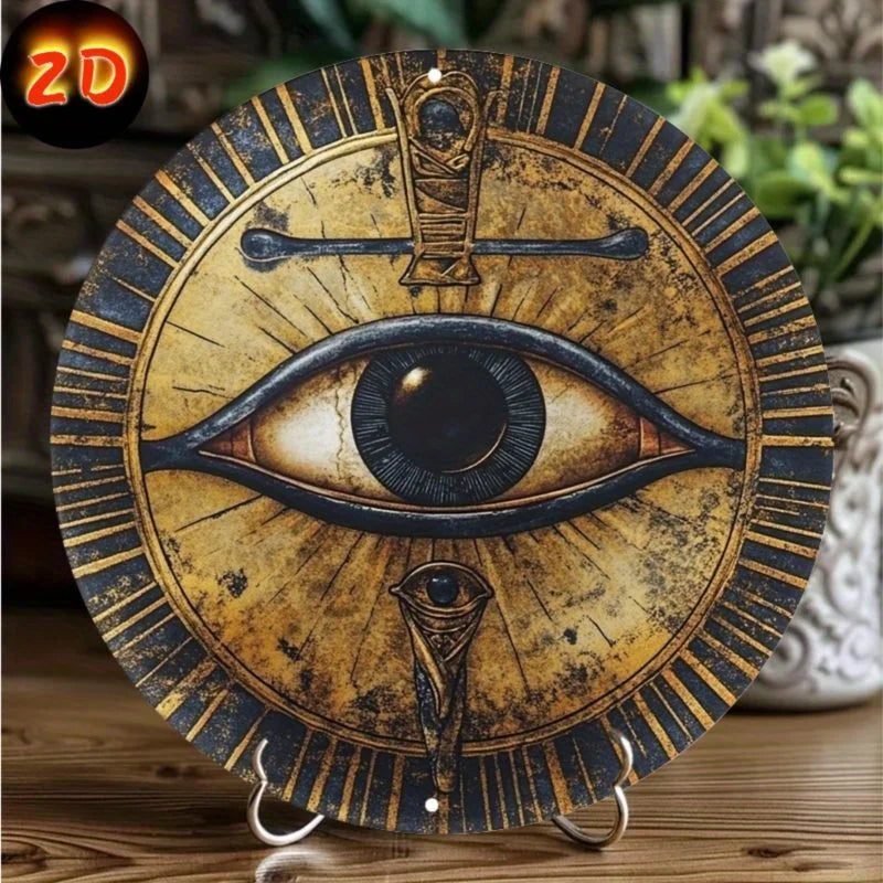 Egyptian Eye of Horus Metal Wall Art, Aluminum Sign for Home, Office Decor, Vintage Style No-Odor Plaque for Garden, Bar,  Party