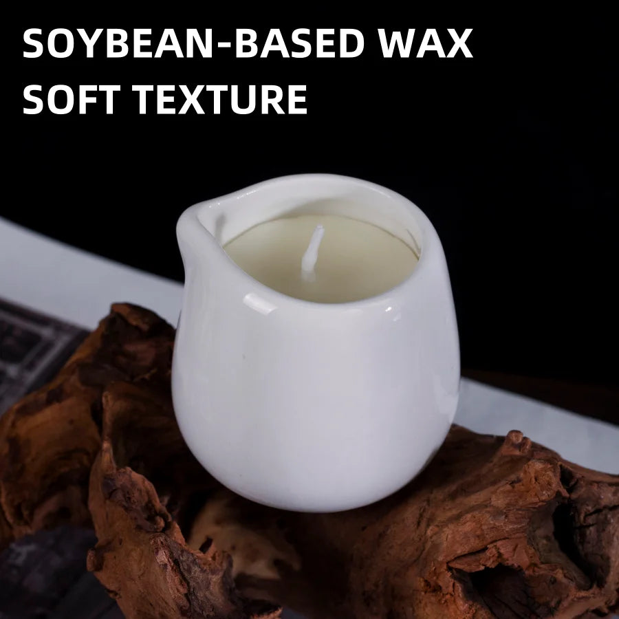 1pc Amber Vanilla massage essential oil candle, coconut wax, heating, body open back SPA romantic holder home decor valentines