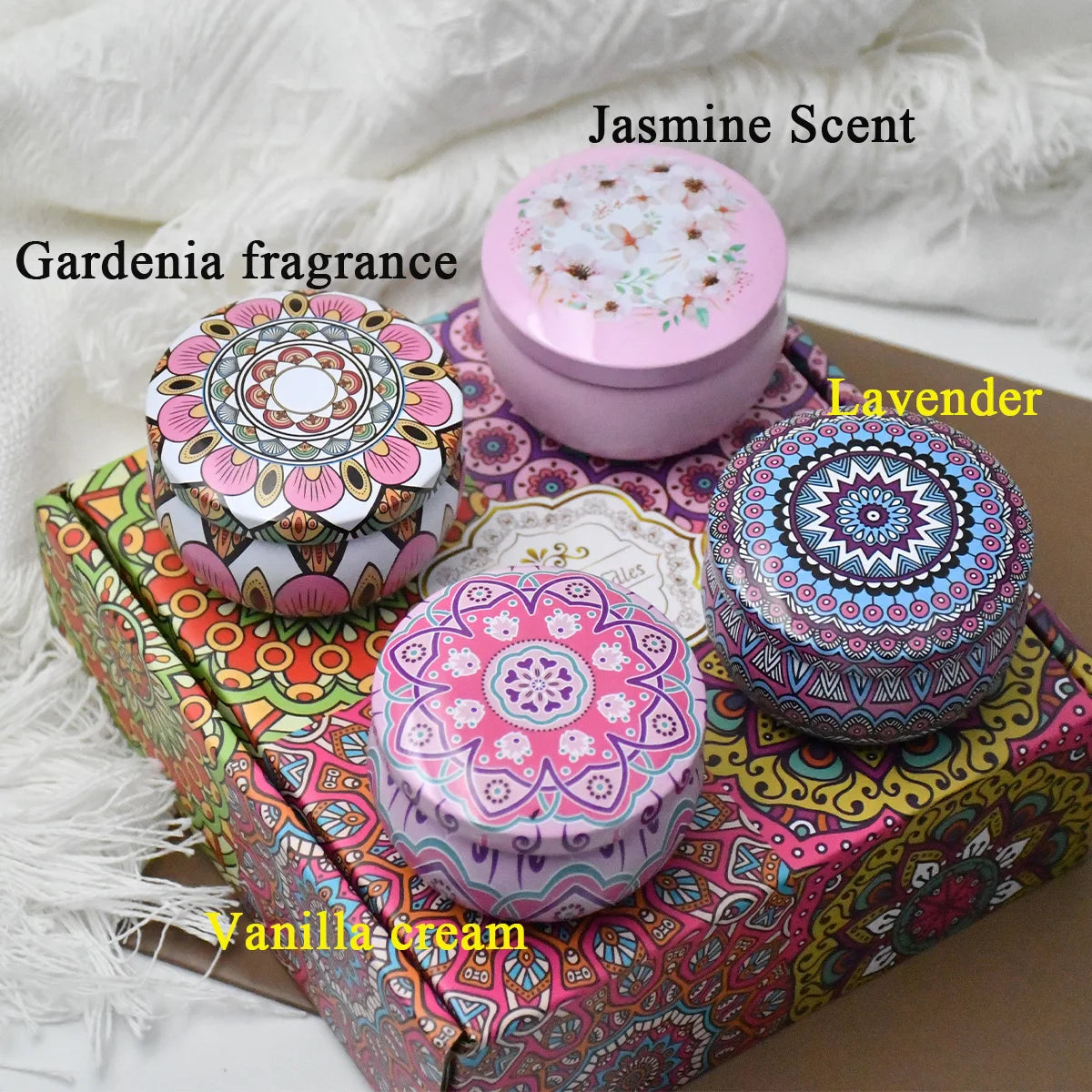 4Pcs/Box Scented Candle Set Gift Islamic Arabian Patterns Fragrance Candle Jar DIY Smokeless Couples Romantic Incense Candles