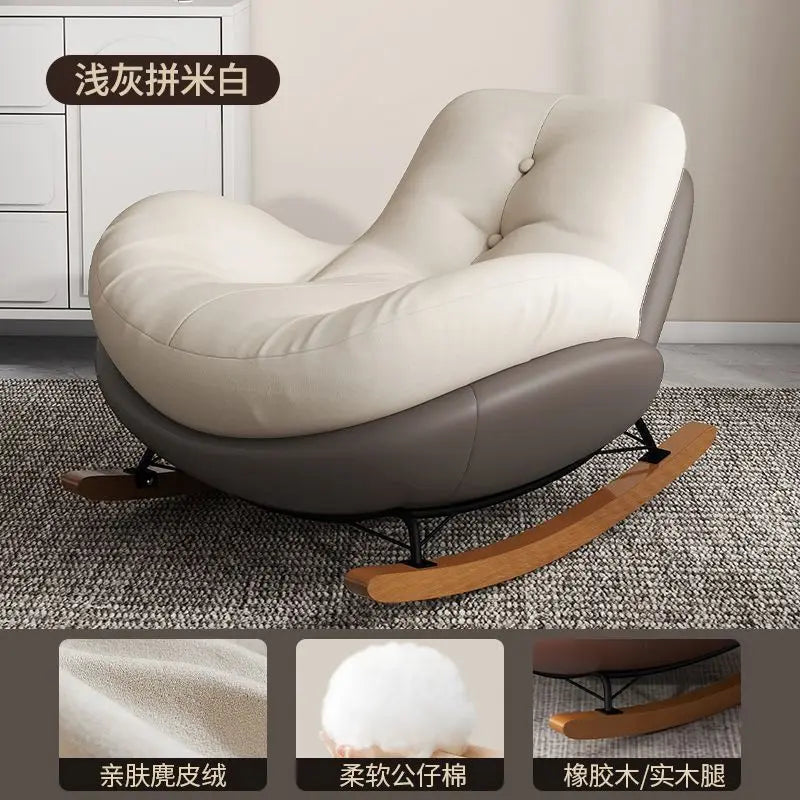 Eggshell Rocking Lazy Sofa, Balcony Living Room Home Drama Recliner