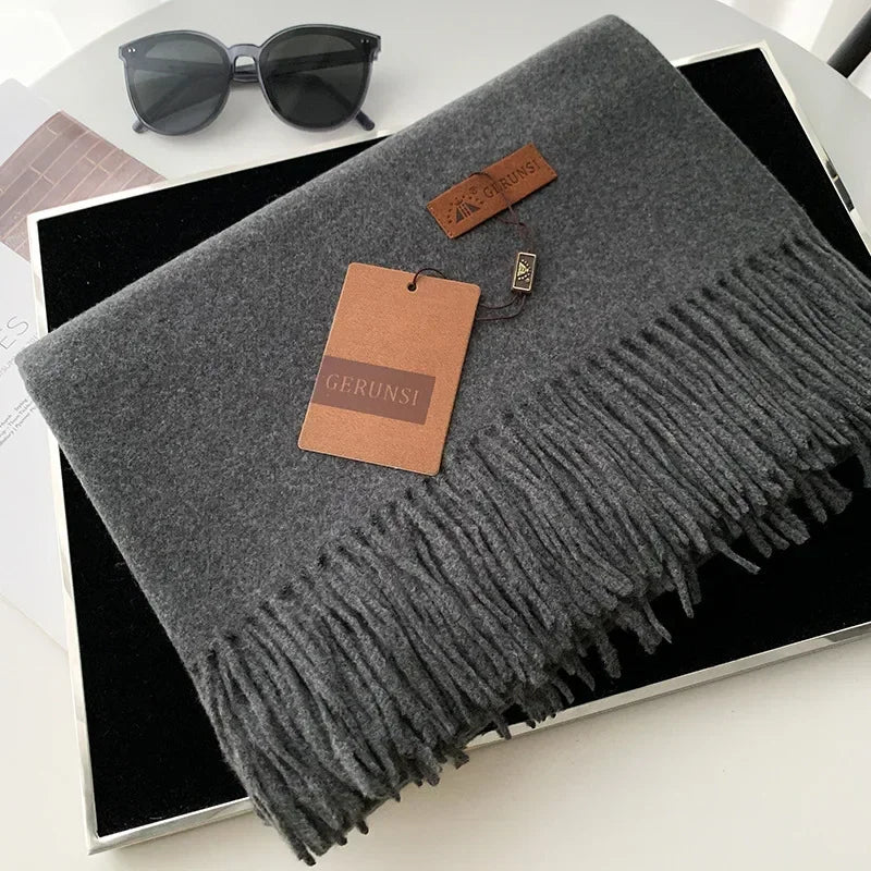 2024 Winter Cashmere Scarf Women Thick Warm Pashmina Shawls Wraps Solid Color Tassel Lady Blanket Echarpe Bufanda Hijab