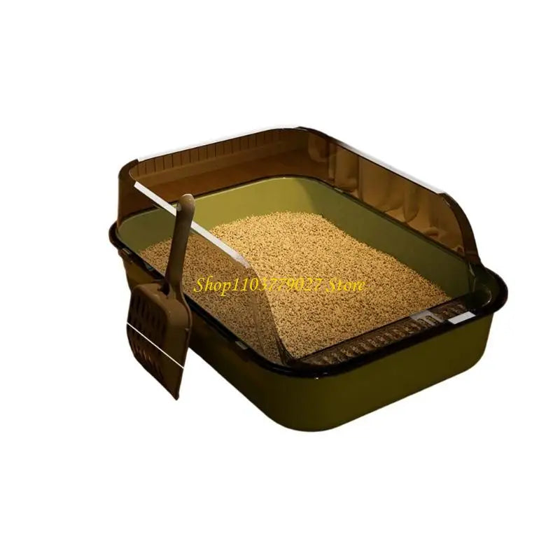 C4DF Semi Covered Pet Toilet Easy to Clean Plastic Litter Tray for Home Use