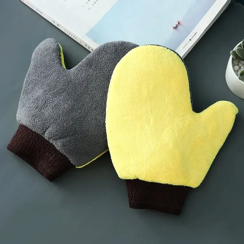 Car Washing Gloves Microfiber Coral Velvet Strong Water Absorption Body Cleaning Glove Double Sided Thickened Duster Clean Tools