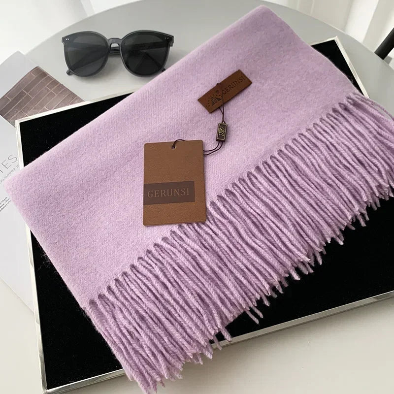 2024 Winter Cashmere Scarf Women Thick Warm Pashmina Shawls Wraps Solid Color Tassel Lady Blanket Echarpe Bufanda Hijab