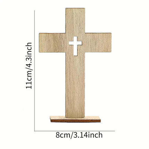 12PC Wooden Cross Crafts Creative Festival Accessories Wooden Cross Crafts Halloween Ornaments Wood Chips