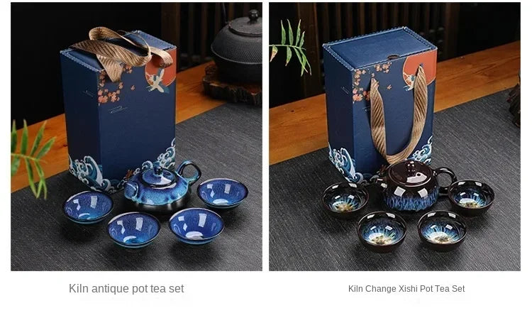 Classical Design Teapot Sets Gift Bag Drinkware Tea Sets Hand Painting Country Ceramic Chinese Tea Set Cup And Tea Pot Set NONE