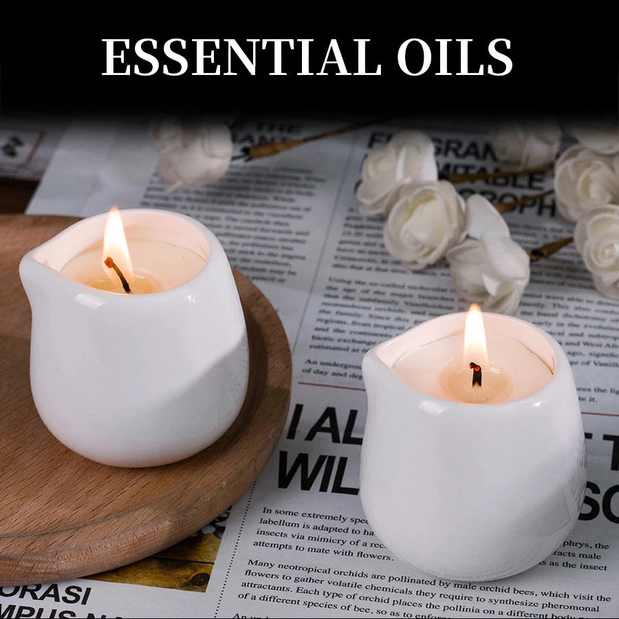 1pc Amber Vanilla massage essential oil candle, coconut wax, heating, body open back SPA romantic holder home decor valentines